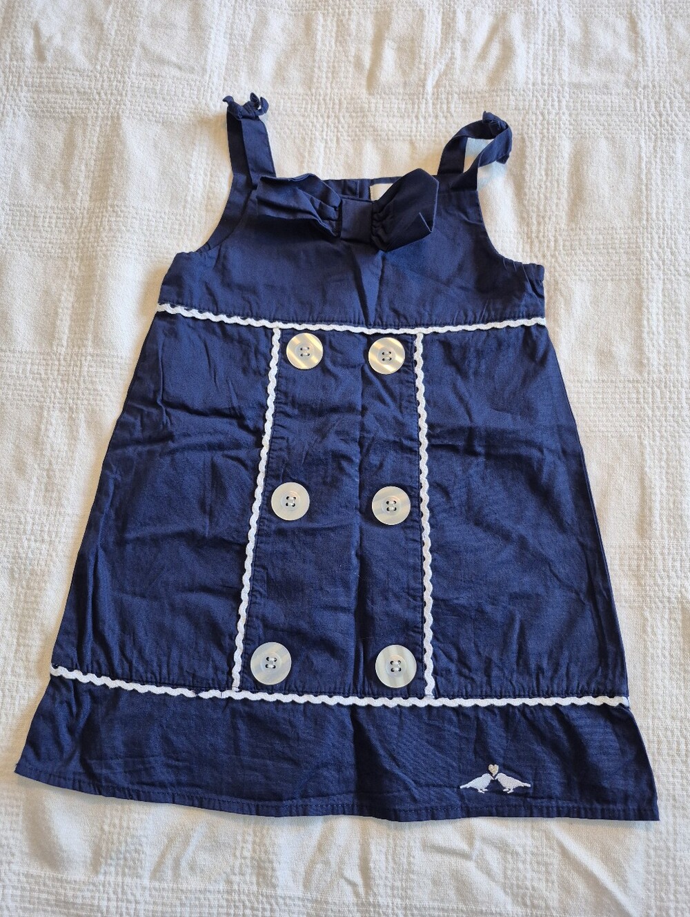 Lilybird girls size 3T Navy & white accent shift dress EUC